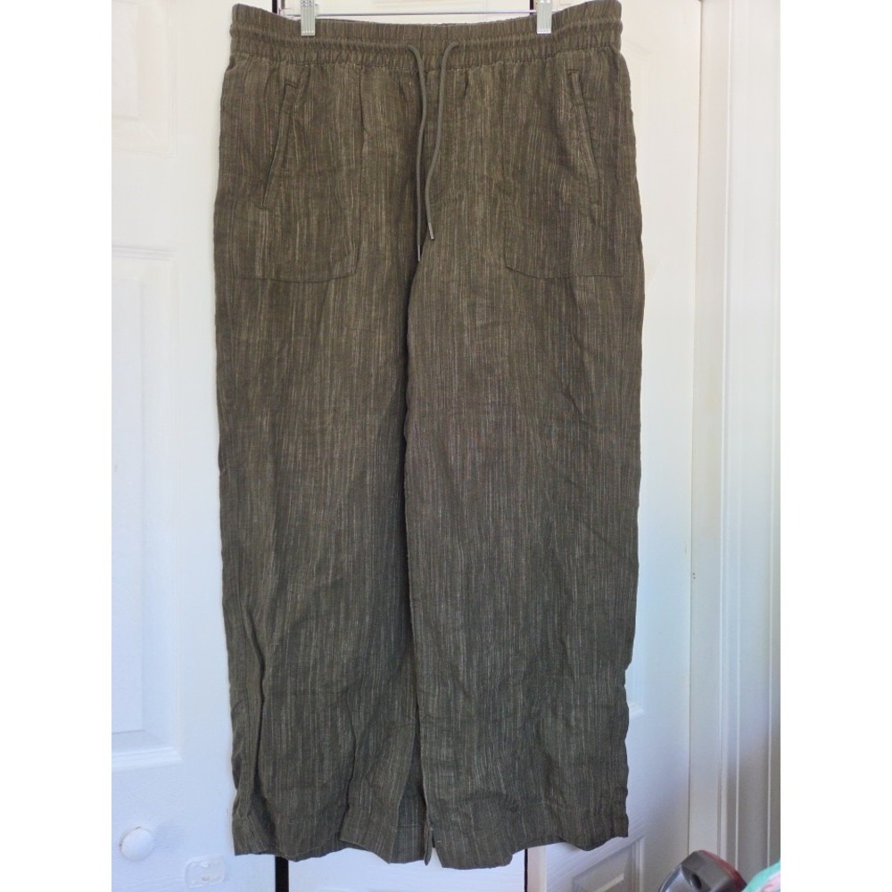 Athleta Retreat? Linen High Rise Wide Leg Pant -Green - Large